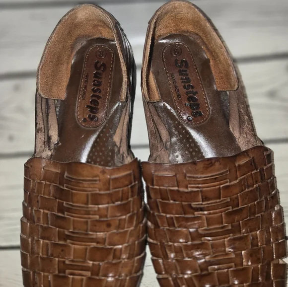 Sunsteps Shoes Mens 8 Barclay Woven Slip On Huarache Loafer Brown Leather - Picture 8 of 9